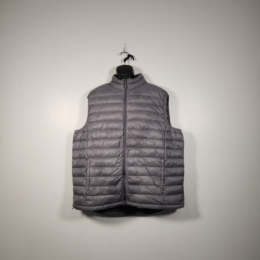 RED HEAD Puffer Vest Mens 2XL Gray Duck Down‎ Feather Filled Outdoor Hiking FLAW